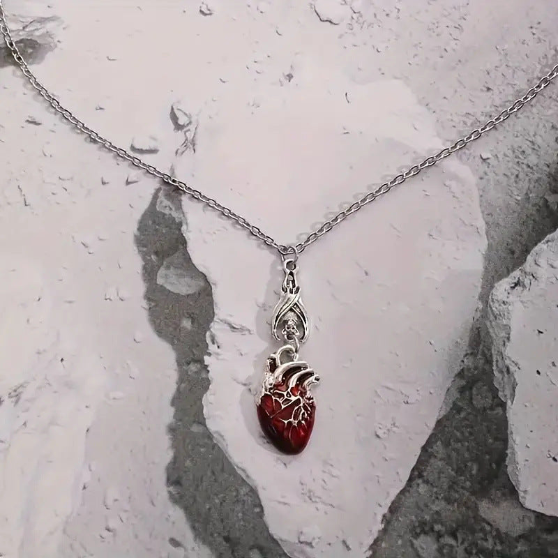 Wholesale Bat bleeding heart bohemian retro necklace